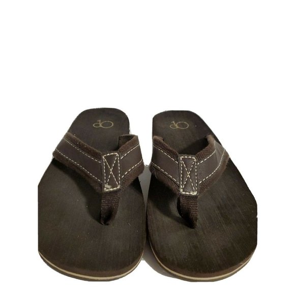 Boy Size XXL size 8  OP Flip Flops Thong Sandals Brown - Picture 1 of 6